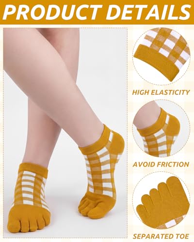 Image of Sintege 5 Pairs Stripe Toe Socks Women Colorful Finger Sock with Toes Separated Ankle Socks for Athletic Running Women Men