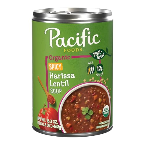 Image of Pacific Foods Organic Spicy Harissa Lentil Soup, Plant Based, 16.3 oz Can