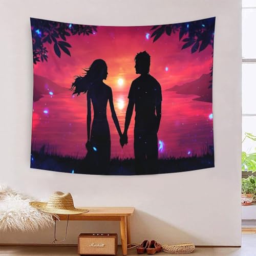 Tapisserie murale 3D Love MJFCoin 180x230cm grand format en tissu pour deco de chambre salon