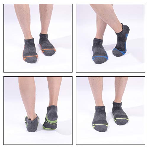 Joynée Mens Ankle Athletic Low Cut Socks For Men Sports Running Cushion 6 Pack,Deep Grey,Sock Size 10-13 #TOP2