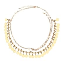 Cupimatch Womens Gold Bohemian Headpiece Double Hair Chains with Sequins Pendant Cleopatra Head Jewelry for Wedding Party and Festival Outfit