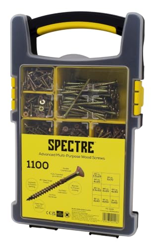 Spectre Advanced Wood Screws Organiser Case - Yellow Passivated 1100pc