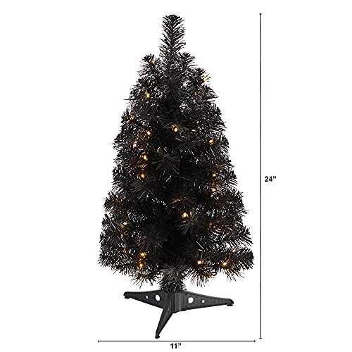 Nearlynatural2ftblackartificialchristmastreewith35ledlightsand72bendablebranches Urban Country Home Decor Nearly natural 2ft black artificial christmas tree with 35 led lights and 72 bendable branches urban country home decor