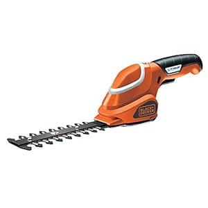 Black+Decker Akku Strauchschere (3,6V Li-Ion, Schwertlänge 15 cm, Akkulaufzeit ca. 50 min, Softgriff, Einschaltsperre, Ladeanzeige, Ladestation und Ladekabel enthalten) GSL300