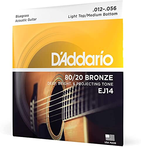 D'Addario ダダリオ アコースティックギター弦 80/20ブロンズ Bluegrass: Light Top/Medium Bottom .012-.056 EJ14