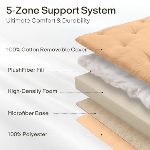 Image of ZonLi Japanese Floor Futon Mattress Queen Size 80 inchx 60 inch, 100% Cotton Cover 4 inch Thicken Tatami Mattress, Foldable Sleeping Pad, Portable Dormitory Tatami Mat, Roll Up Floor Lounger Bed for Adult