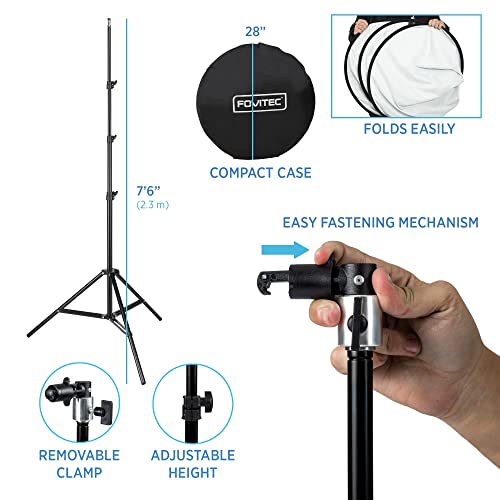 Fovitec Reversible 5'X6.5' Black And White Pop-Up Backdrop With Stand And Clip, For Headshot And Portrait Photography, Vlogging, Video Conference, And Live Stream #TOP2