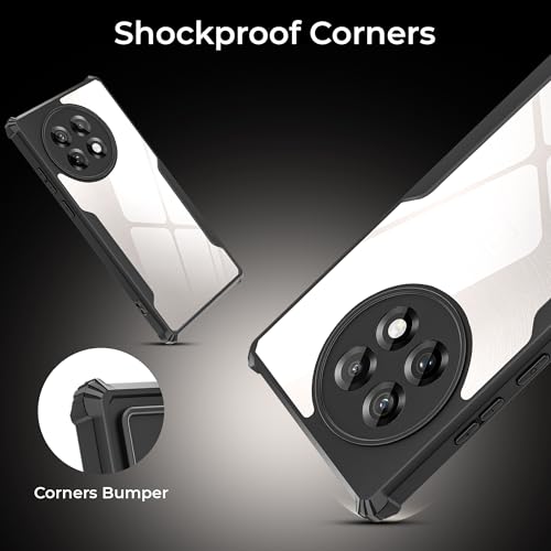 Image of A rtistque Clear Hard Transparent Acrylic Armor Anti-Drop Shockproof TPU Edge Back Cover Case for OnePlus 13R 5G - Black