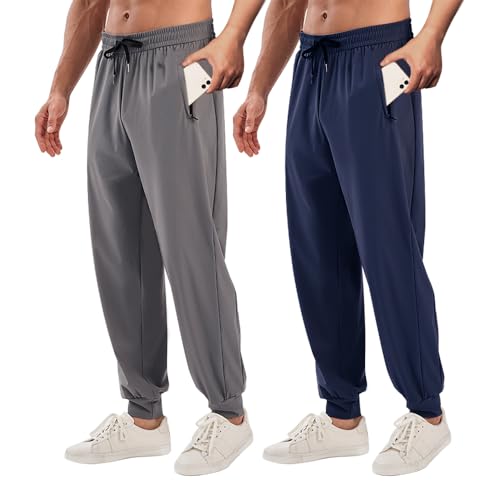 Men's 2-Pack Quick Dry Pants - Lightweight Breathable Athletic Pants for Hiking, Running, and Outdoor Activities