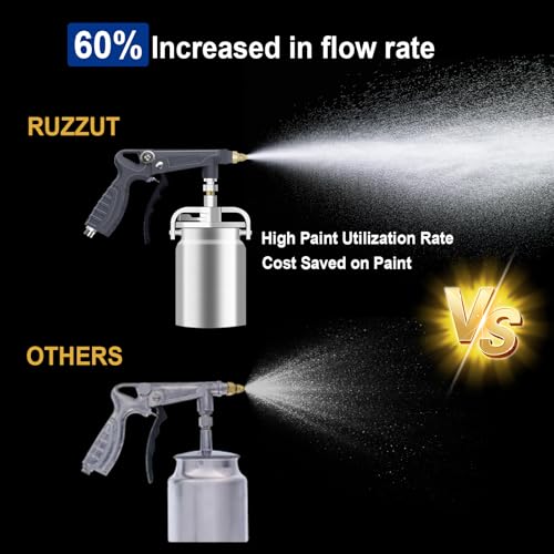 Image of Undercoating Spray Gun with Suction Feed Cup & 360Straight Spray Hoses, Fluid Film Spray Gun for Truck Bed Liner Coating, Rubberized Undercoat, Rust Proofing,Silver