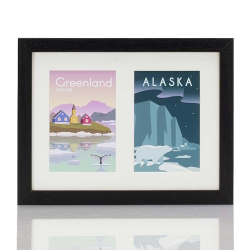 Multi Aperture Photo Picture Frames Holds 2, 3 or 4 Photos Various Sizes and Colours-Fits 2 7x5 inch Photos-Black