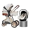 Babywandelwagen 3 in 1 Verstelbare Hoge Landschap Kinderlamp Gewicht Wandelaars for Peuter, Pasgeboren Bassinet…