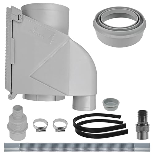 Regensammler Regenfilter Fallrohrfilter Füllautomat Regenwasserfilter Regenwassersammler f. Regentonne, Regenfass, hoher wirkungsgrad mit komplettem Anschluss-und Verbindungs-Set (Grau)