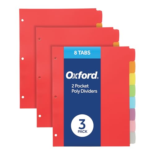 Intercalaires Oxford à 8 onglets effaçables pour classeur 3 trous lot de 3