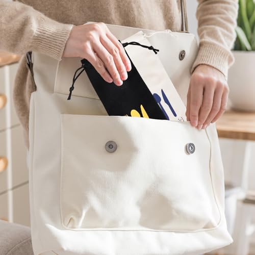 Mnsconkl Bestecktasche für Unterwegs [4 Stück, Große]–Tragbare Waschbare Samt-Besteckbox für Camping, Picknick & Schule,Besteck to go Besteck Tasche(Schwarz/Weiß)