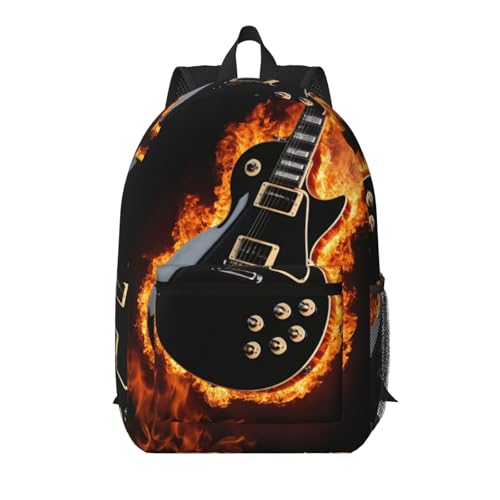 Sac à dos école guitare électrique EdWal léger et noir pour homme femme avec poche avant