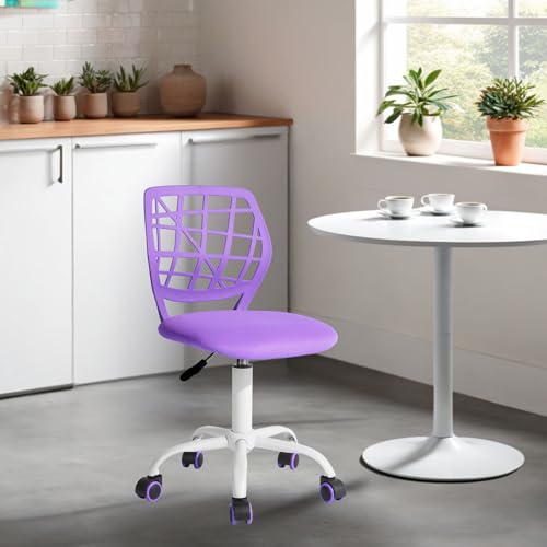 FurnitureR 1 sedia girevole per sala da pranzo, sedia da cucina, sedia imbottita, sedia girevole, comoda sedia con ruote, schienale, sedia senza maniche per sala da pranzo, soggiorno, viola - 3