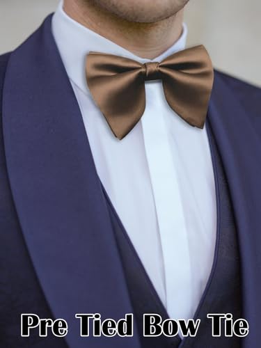 Image of Luckyvestir Oversized Bow Ties for Men, Pre Tied Clip on Men's Black Bowtie for Wedding Tuxedo Banquets Formal Wear