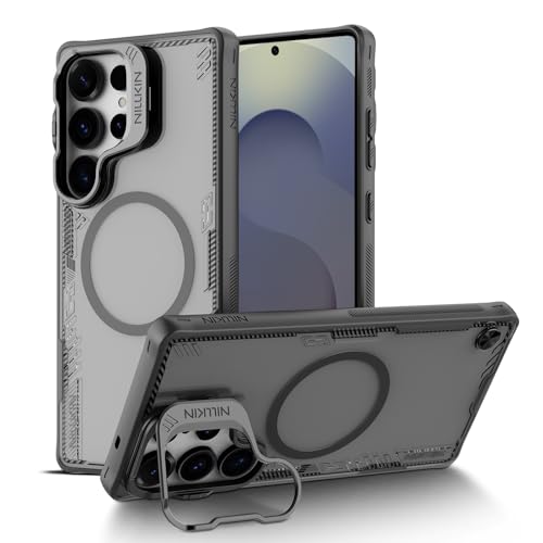 Image of Nillkin Magnetic for Galaxy S25 Ultra Clear Case with Stand, Compatible with Magsafe, Never Yellow & Biodegradable Material, Translucent Case with Kickstand (Black, S25 Ultra with Stand)