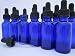 DropperStop 1oz Cobalt Blue Glass Dropper Bottles (30mL) with Tapered Glass Droppers - Pack of 12