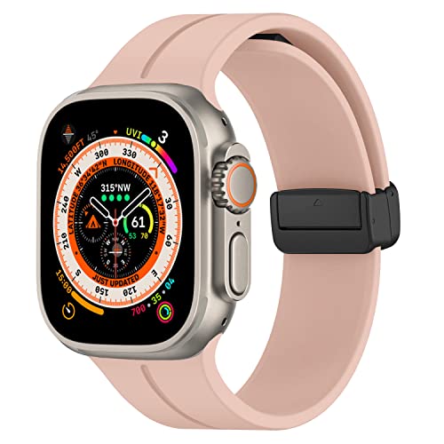 Image of Magnetic for Apple Watch Ultra Band 49mm 45mm 44mm 41mm 40mm iWatch Bands 38mm 42mm Men /Women,Sport Silicone Wristband Strap for Apple Watch Band Series 9 8 /7 /6 /5 /4 /3 /SE 2nd generation /Ultra 2