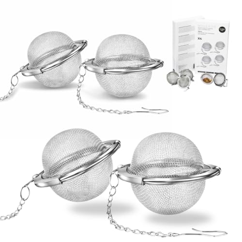 Boule à thé inox | Lot de 2 infuseurs boules à thé en acier inoxydable 4,5 cm | Réutilisable et facile à nettoyer | Idéal pour théières, tasses et...