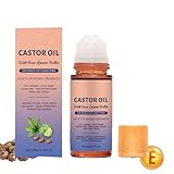 Bio-Rizinusöl Rosenquarz-Roller,Organic Castor Oil Roll On with Rose Quartz Roller Ball,pflegt die Haut sanft, für Bauch, Gesicht und Körper, für alle Hauttypen geeignet (1PCS)