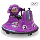 TOBBI Toddlers Bumper Car, 12v Baby Electric Ride On Snail Shape Toy with Remote Control/Children DIY Funny Stickers/360 Degree Spin for Kids of Ages 1.5-9 (Purple)