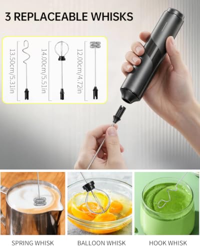 Image of CIRCLE JOY Electric Milk Frother with Variable Speed & 3 Detachable Whisk | Rechargeable Coffee Frother with Stand & Storage Box, Electric Drink Mixer Handheld Stirrer for Latte Cappuccino Matcha Milk