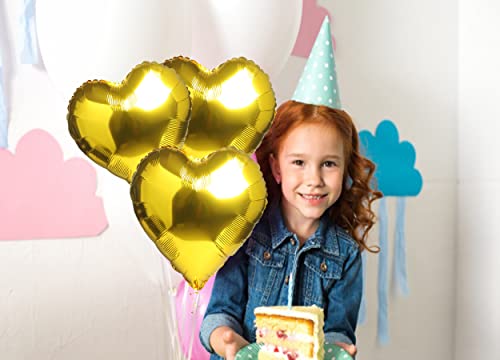 Image of 10pcs 18Inch Gold Mylar Heart Balloons Foil Balloons For Valentines Day Wedding Engagement and Baby Shower Party Decoration