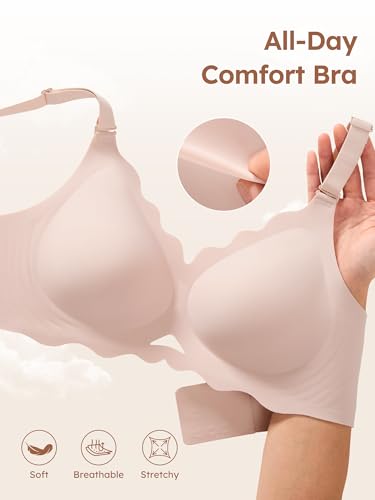 Image of Wireless Jelly Bras for Women No Underwire Seamless Full Coverage Bra with Support Comfort T-Shirt Bralette
