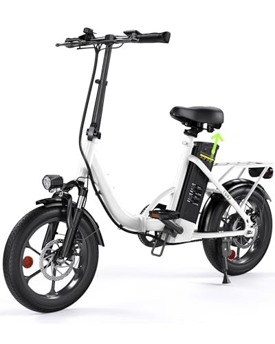 Finbike 16 Zoll E Bike Klapprad, 250W Motor mit Max 60KM PAS Reichweite & 25KM/H EBike, 374.4Wh Akku Elektrofahrräder Step-Thru Commuter E Klapprad für Damen und Herren