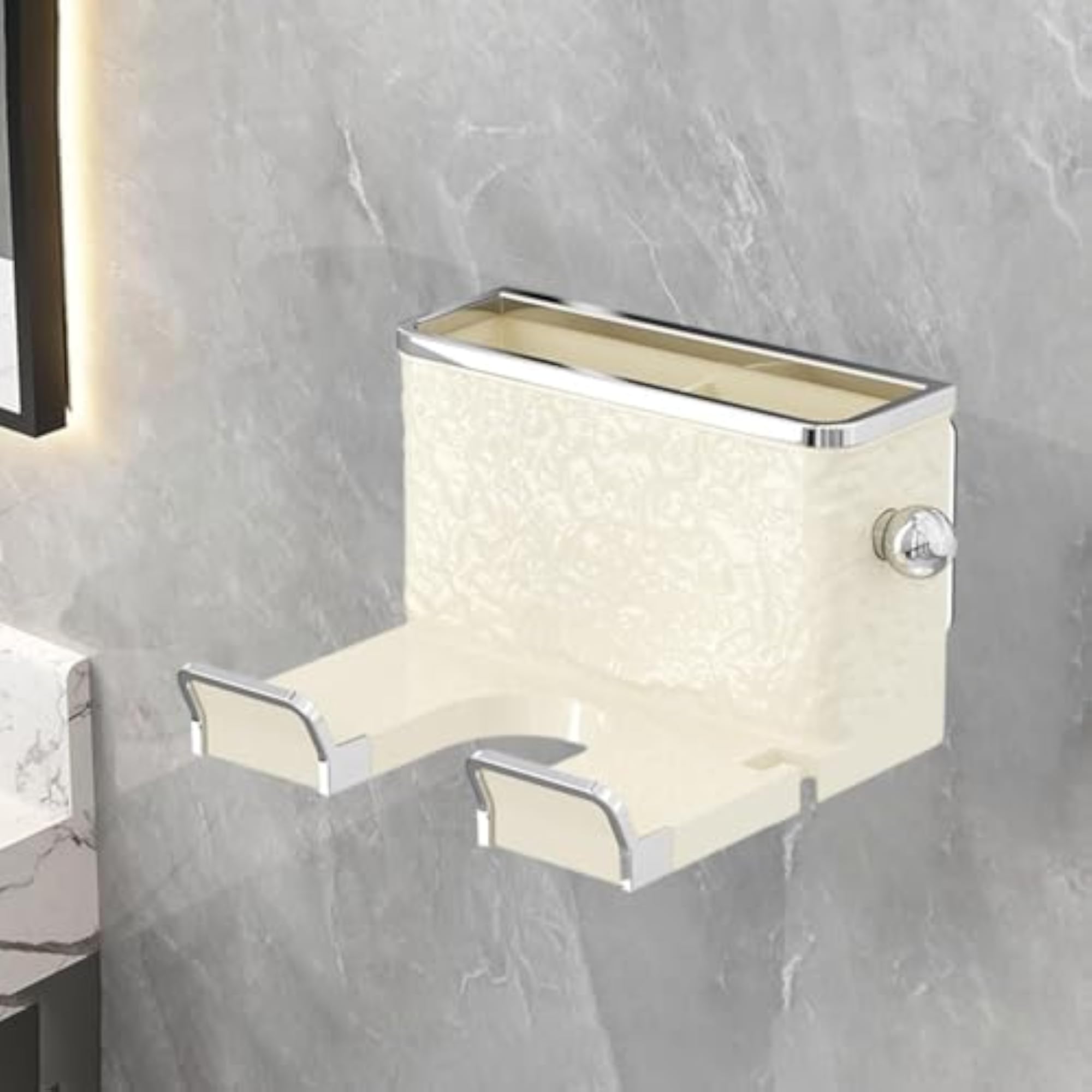 Wall Mounted Hair Dryer Rack for Hair Tools, Beige