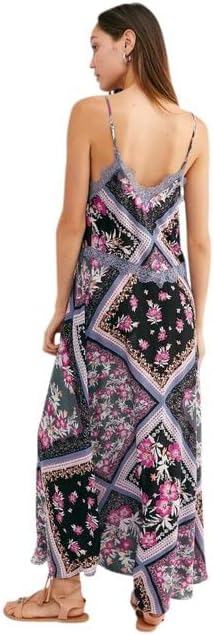 Stevie Printed Lace Trim Maxi Dress 