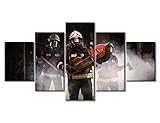 Fireman Hero Modern Home Decor 5 Panels Rescue Tools Disc Hydraulics and Air Saws Axes and Sledgehammers Pictures Wall Art for Bedroom, Living Room, Office. Framed Ready to Hang (60' Wx32 H)