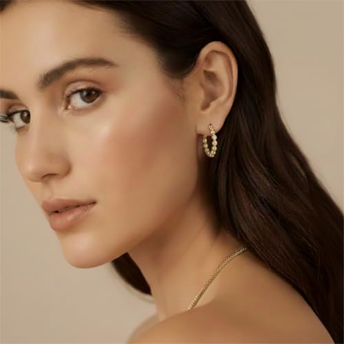 Gold Hoop Earrings for Women 14K Gold Earrings 14 Karat Hoops Earring Heart Hypoallergenic Minimalist Dainty Cute Hoops Earrings for Womens 25mm - Image 8