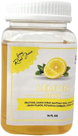 Fusion Select Syrup –Flavor Enhancer Made from Real Juice for Bubble Tea, Yogurt, Snow Cones, Slushies Drinks, Shaved Ice, Soda, Cocktails 14 Oz (Lemon)