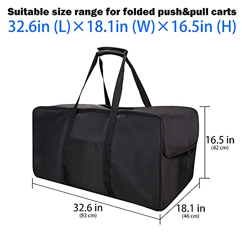 Golf Push Cart Bag 3 Wheel Folding Carry Bag for Push Carts Cover Protector Black Extra-Large Capacity Cover Collapsible - image 3