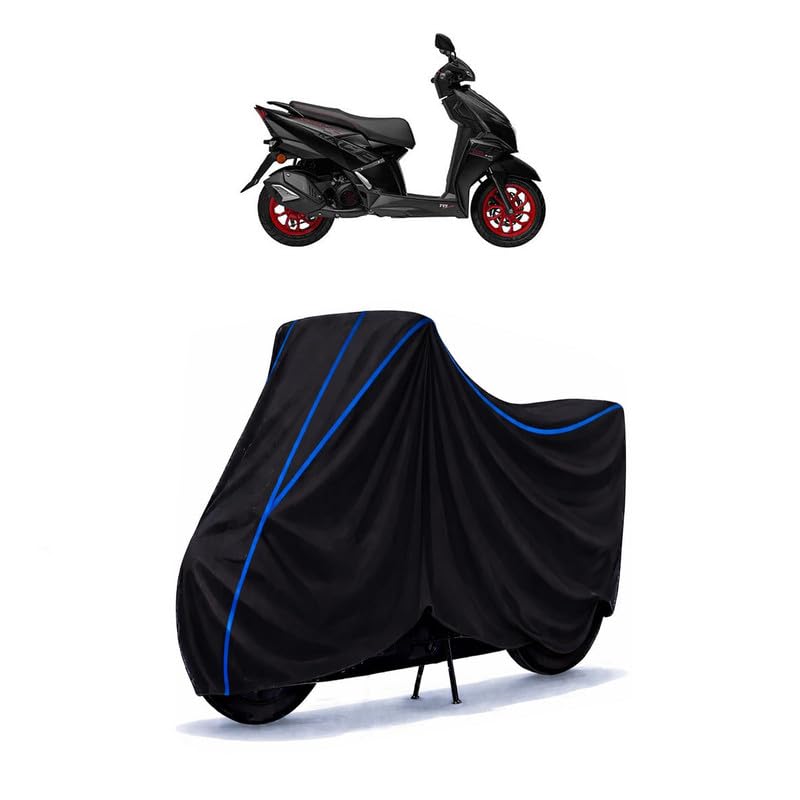 Image of Scooty Cover Water Resistant for Ntorq 125 Super | Universal Scooter & Bike Cover | Heavy Duty UV Dust, Rain & Scratch Protection | Elastic Fit All Weather Indoor Outdoor | Black with Blue Piping