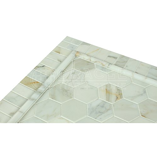 Calacatta Gold (Italian Calcutta) Marble 2 inch Hexagon Mosaic Tile, Polished - Thumbnail 4