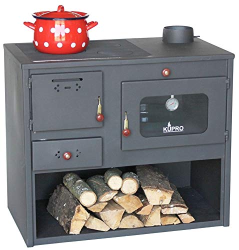 Kaminofen mit Backfach und Herdplatte 93935 7,5 kW Kamin Gartenofen Küche Outdoor Ofen Holz