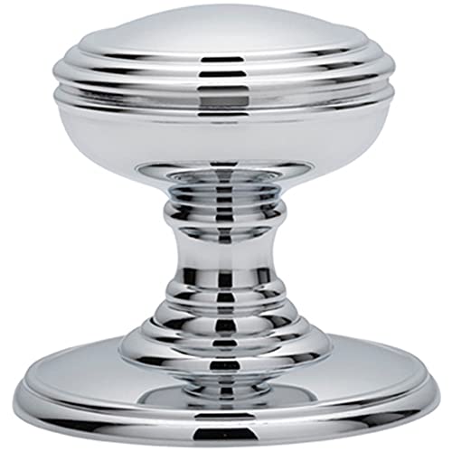 Pair - Textured Mortice Door Knob - 70mm Diameter - Polished Chrome Door Handle | Traditional Interior Door Mortice Knob - Lock or Latch Mechanism Inset into Door - Sprung Turn Handle