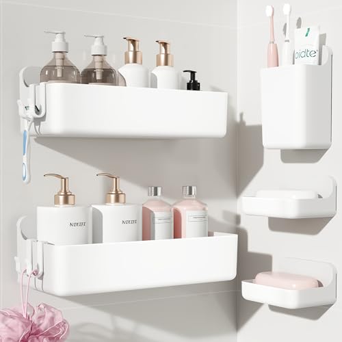 Nieifi Adhesive Wall Shelf, Shower Shelves 5 Pack with Soap
