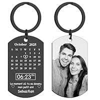 Porte Clé Personnalisé avec Photo- Porte Clef Personnalisable Texte Gravé- Cadeau Anniversaire- Cadeau Personnalisé pour Papa Homme Femme Ami