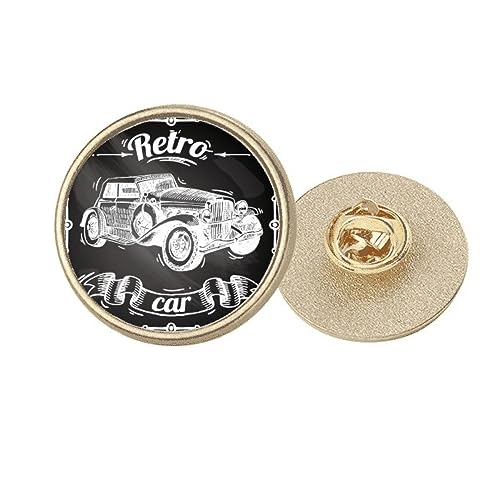 Broche ronde Classic Cars métal doré accessoire vintage homme femme taille M