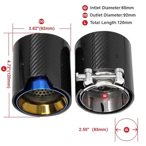 Tubo de escape para coche BMW G22 G23 G26 y colas de fibra de carbono azul con enchufe directo 2