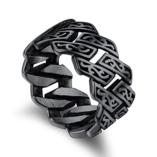 Bandmax Anillo Grueso con Cadenas Trenzadas, Forma Nudos Celta/Calaveras Pirata de Acero Inoxidable