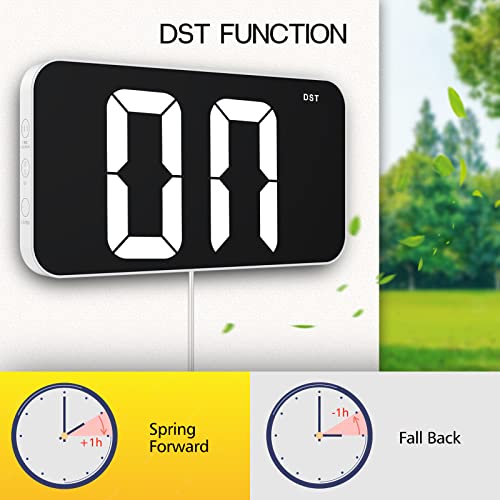 Zgrmbo Plug-In Led Digital Wall Clock With Dst, Week And 4" Huge Clear Digits, 12/24H Format, Auto-Dimming, Battery Backup, Silent Wall Clock For Farmhouse, Living Room, Bedroom, Classroom, Office #TOP3