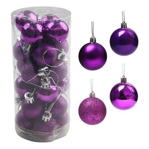 24 Stück Weihnachtskugeln Kunststoff 3cm Christbaumschmuck für...