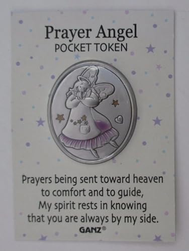 Ganz Prayer Angel Pocket Token with Inspirational Message, Silver Metal,